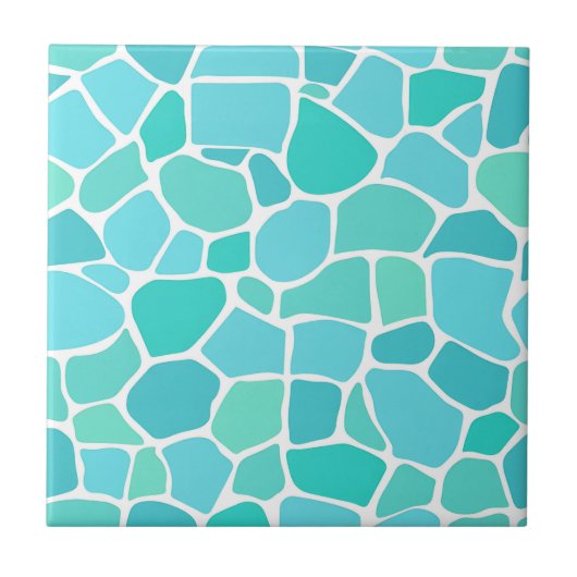 Turquoise Aqua Sea Glass Mosaic Pattern Fliese (Vorderseite)