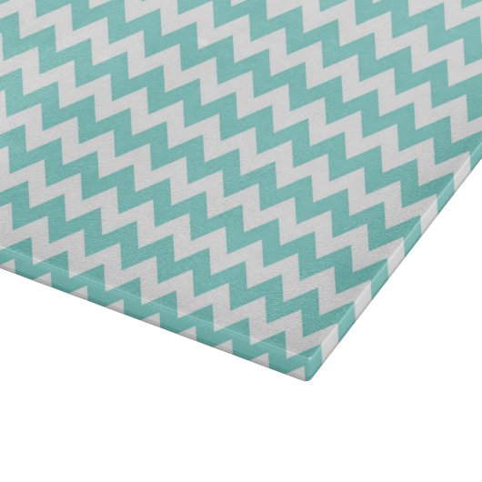 Turquoise Aqua White Chevron Zig Zag Pattern Schneidebrett (Ecke)