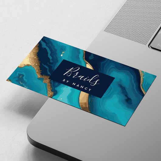 Turquoise Aquamarin Agate Braids Business Card Visitenkarte
