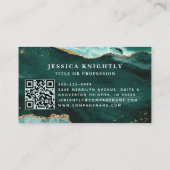 Turquoise Aquamarin Agate Geode Monogram Gold Scri Visitenkarte (Rückseite)