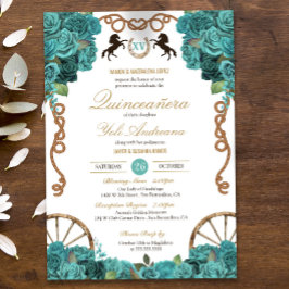 Turquoise Aquamarine Western Charra Quinceañera Einladung