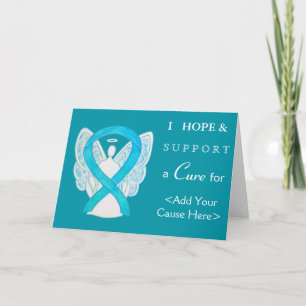 Turquoise Awareness Ribbon Angel Grußkarten Karte
