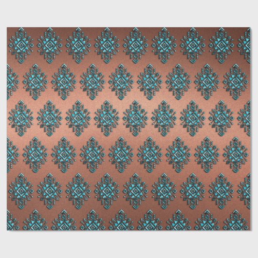 Turquoise Aztec Symbol Geschenkpapier (Flach)
