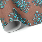 Turquoise Aztec Symbol Geschenkpapier (Rolleneckpunkt)
