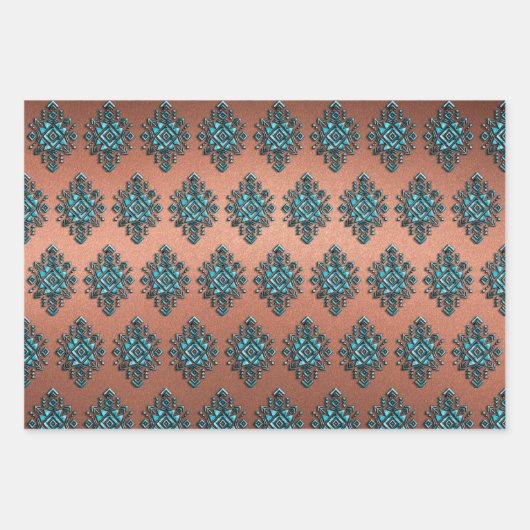 Turquoise Aztec Symbol Geschenkpapier Set (Vorderseite 2)