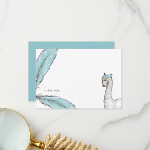 Turquoise Baby Shower Boho Lama Danke, Hinweis Dankeskarte