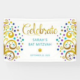 Turquoise Bat Mitzvah Gold Olivenweg Banner
