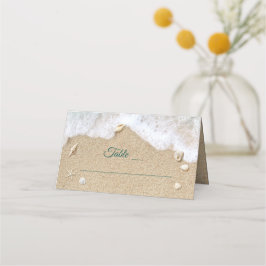 Turquoise Beach Waves Bat Mitzvah Folded Platzkarte