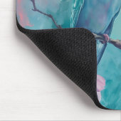 Turquoise Birds Hearts United Mousepad (Ecke)