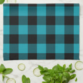 Turquoise Black Buffalo Check Plaid Rustic Geschirrtuch (Gefaltet)