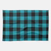 Turquoise Black Buffalo Check Plaid Rustic Geschirrtuch (Horizontal)