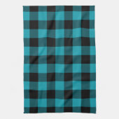 Turquoise Black Buffalo Check Plaid Rustic Geschirrtuch (Vertikal)