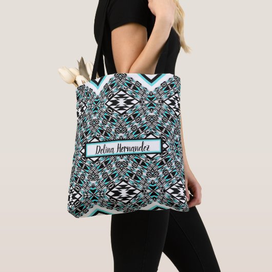 Turquoise & Black Tribal Tapestry Tote Tasche (Von Nahem)