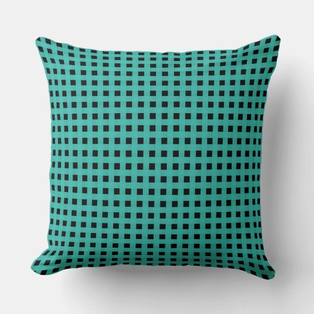 Turquoise Black Weave Pattern Kissen (Vorderseite)