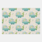 TURQUOISE BLAU GREEN DINOSAURS & RAINBOWS GESCHENKPAPIER SET (Vorderseite 3)