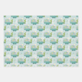 TURQUOISE BLAU GREEN DINOSAURS & RAINBOWS GESCHENKPAPIER SET (Vorderseite 2)