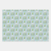 TURQUOISE BLAU GREEN DINOSAURS & RAINBOWS GESCHENKPAPIER SET (Vorderseite 2)