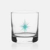Turquoise Blue 1950s Atomic Starburst Mid Century Whiskyglas (Rückseite)
