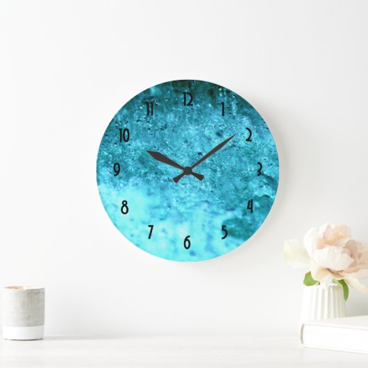 Turquoise Blue Abstract Texture Große Wanduhr (Zuhause)