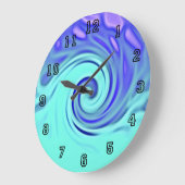 Turquoise Blue Abstract Wave Art Große Wanduhr (Winkel)