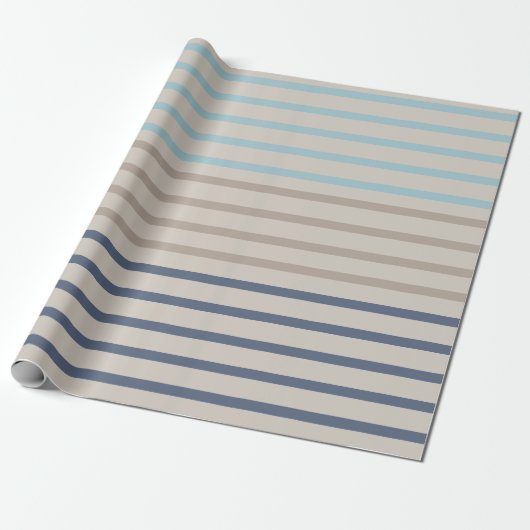 Turquoise blue and beige stripes geschenkpapier (Ungerollt)