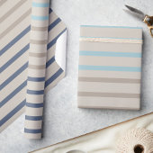 Turquoise blue and beige stripes geschenkpapier