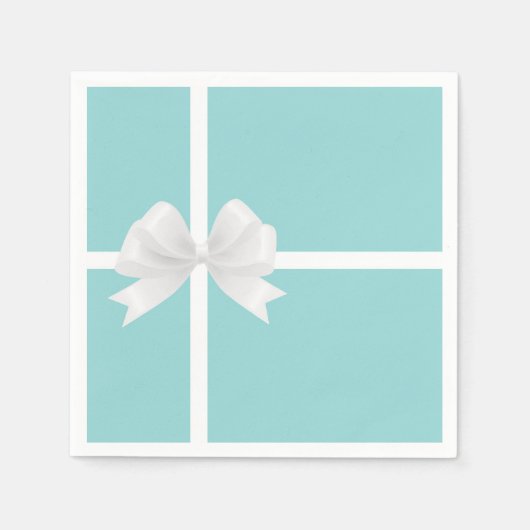 Turquoise Blue Big White Bow Bridal Shower Serviette (Vorderseite)