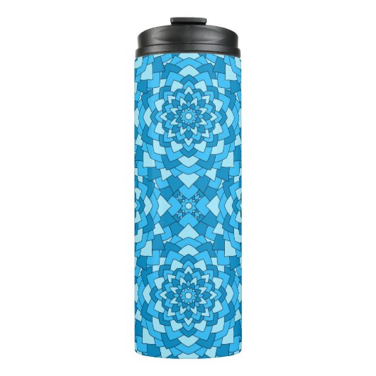 Turquoise blue floral geometric seamless pattern i thermosbecher (Vorderseite)