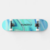Turquoise & Blue Flowing Stripes Skate Deck  Skateboard (Horizontal)