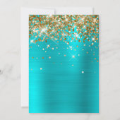 Turquoise Blue Gold Glitzer Ballon 21. Geburtstag Einladung (Rückseite)
