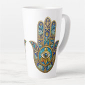Turquoise Blue Gold Hamsa Sapphire Third Eye  Milchtasse (Rechte Ecke)