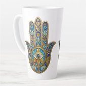 Turquoise Blue Gold Hamsa Sapphire Third Eye  Milchtasse (Linke Ecke)