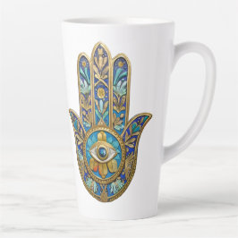 Turquoise Blue Gold Hamsa Sapphire Third Eye  Milchtasse