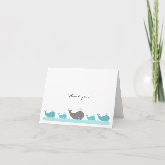 Turquoise Blue Gray Whales Thank You Notes Dankeskarte (Vorderseite)