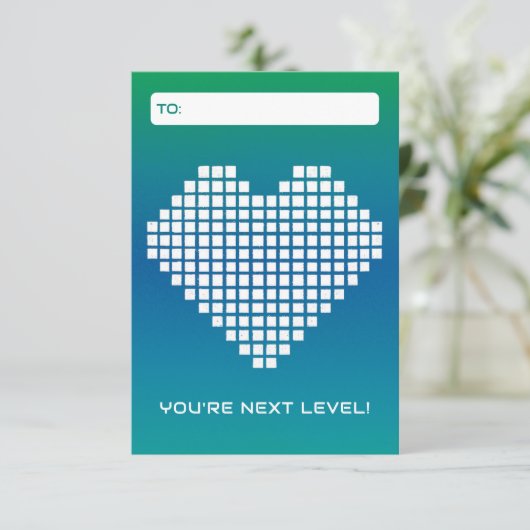 Turquoise Blue Next Level Gamer Valentine Einladung (Stehend Vorderseite)