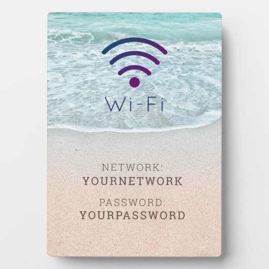 Turquoise Blue Ocean Beach Wi-Fi Sign Plate Fotoplatte (Vorderseite)