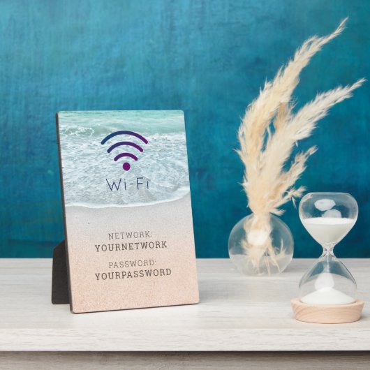 Turquoise Blue Ocean Beach Wi-Fi Sign Plate Fotoplatte (Seite)