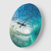Turquoise Blue Ocean Wave Tunnel Große Wanduhr (Winkel)