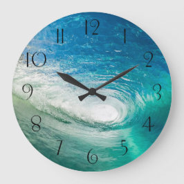 Turquoise Blue Ocean Wave Tunnel Große Wanduhr