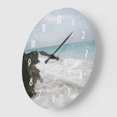 Turquoise Blue Ocean with Foamy Waves Seascape Große Wanduhr (Winkel)