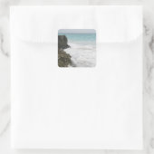 Turquoise Blue Ocean with Foamy Waves Seascape Quadratischer Aufkleber (Tasche)