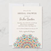 Turquoise Blue Orange Abstract Mandala Wedding Einladung (Vorderseite)