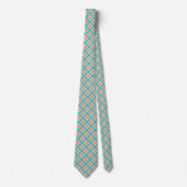 Turquoise Blue, Orange & White Pläd Men's Tie Krawatte (Vorderseite)