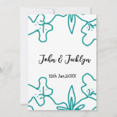 Turquoise blue wedding couple name date flstylish einladung (Rückseite)