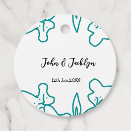 Turquoise blue wedding couple name date flstylish geschenkanhänger