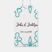 Turquoise blue wedding couple name date flstylish geschenkanhänger (Rückseite)