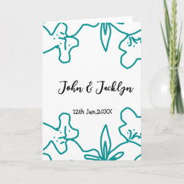 Turquoise blue wedding couple name date flstylish karte