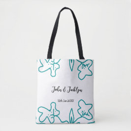 Turquoise blue wedding couple name date flstylish tasche