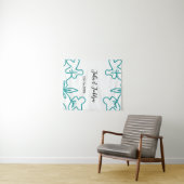 Turquoise blue wedding couple name date flstylish wandteppich (Beispiel (Horizontal))