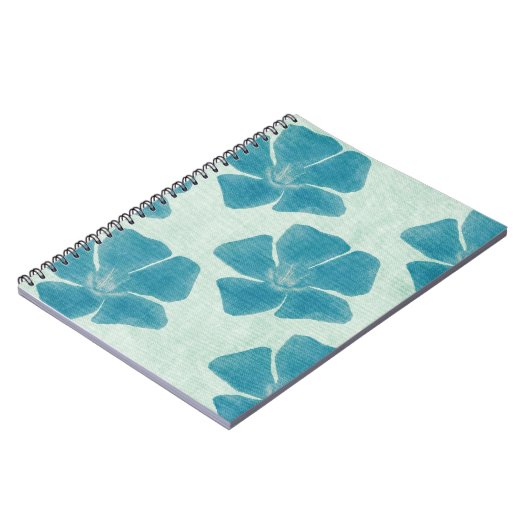 Turquoise Blume Notebook Notizblock (Linke Seite)